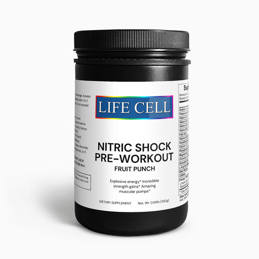 LIFE CELL VITAMINS Nitric Shock Pre-Workout Powder (Fruit Punch)